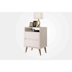 Mesa de Cabeceira Retro Lotus 2 Gavetas Off White J&A Móveis, Único