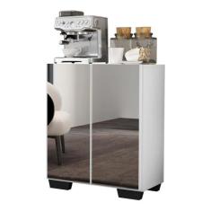 Aparador Cantinho do Café com Espelho e Pés Quadrados 2 Portas Multimó