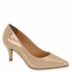 Sapato Feminino Scarpin Salto Baixo Vizzano 1185702, Bege verniz, 36
