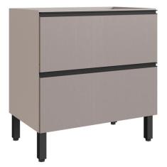 Armário de Cozinha 80 Cm 2 Gavetas Fumê - Quiditá Móveis, Moderno, Beg