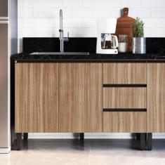 Balcão para Pia de Cozinha 2 Portas 3 Gavetas 120cm - Quiditá