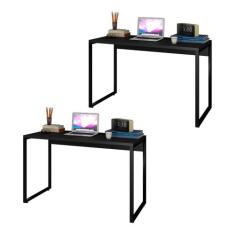 Kit 2 Escrivaninhas Mesas de Escritório Studio Industrial 120 Preto  M