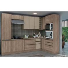 Cozinha Modulada Completa Maxxi 10 Peças (3Aéreos+3Balcões+2Paneleiros+2Complementos) s/Pia CZ269 Nogal - Kappesberg