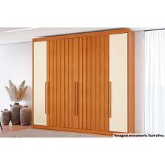Guarda Roupa 6 Portas (4 Ripadas) e 8 Gavetas Grécia Cinamomo/Off White - Conquista