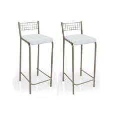 Banqueta de Cozinha Gênova 2B705NK Kit 2 Un Niquel/Courano Branco - Kappesberg