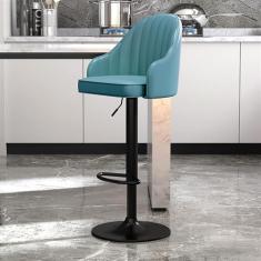 Banqueta alta de couro PU com encosto conjunto de 2 cadeiras giratórias ajustáveis ilha, bancos de bar de altura para balcão, pernas de metal preto, cadeira de ilha de cozinha, adequada para bares