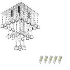 Lustre Pendente De Cristal Legitimo Classic Square Long 30 com Lâmpadas 3000K (Branco Quente)
