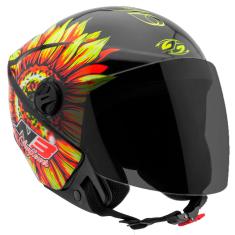 Capacete Moto Aberto New Liberty 3 Sunflower Brilhante Pro Tork Amarelo/Laranja Tamanho 60 Viseira Fumê