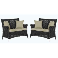 2 Sofás Área Externa Igapó Alumínio Pintura Marrom Corda Náutica Estofado Impermeável 7