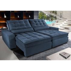 Sofá Retrátil e Reclinável com Molas Ensacadas Cama inBox Gold 2,32m Tecido Suede Velusoft Azul