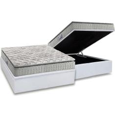 Cama Box Baú Casal: Colchão Espuma Anjos D33 Orthosono Pillow Top + Base Crc Courano White(138X188)