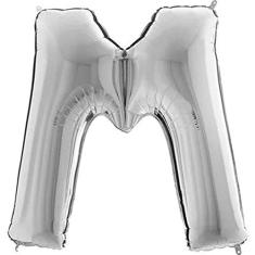 Balão Metalizado Prata Letra M- 1 Metro