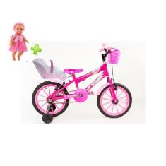 bicicleta infantil aro 16 feminina com acessórios,cadeirinha e boneca 