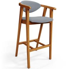 Banqueta Alta Para Cozinha Bancada Bar Sala de Jantar Fixa Cecília L02 Bouclê Cinza - Lyam