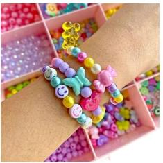 Relógio Infantil Digital Menina Esporte Silicone + Kit Miçangas Colori