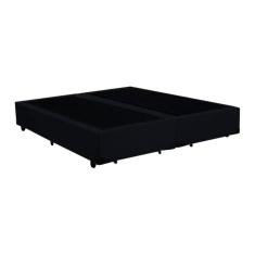 Base Box Casal Bipartido Extremo Reforçado Homequeen Suede Preto 40x138x188