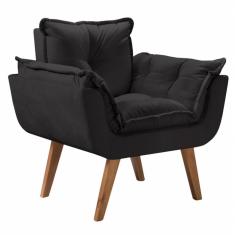 Poltrona Opalla 1 Lugar Suede Pés Palito Preto