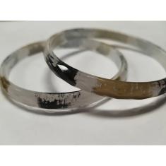 pulseira bracelete de acrilico transparente preto e dourado kit 2pç