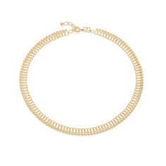 Colar Choker Rommanel Banhado Ouro Fio Losango Com Esferas 531982