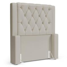 Cabeceira Atena Para Cama Box Solteiro 90cm Capitonê Com Frame Sintético Bege - Desk Design