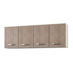 Armário Aéreo Panamá 04 Portas 160cm Branco/Castanho - Lumil Móveis