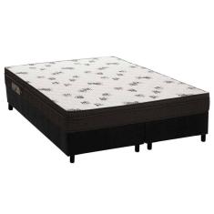 Cama Box Queen: Colchão Espuma D45 Ortobom Light Ortopilow + Base CRC Suede Black(158x198)