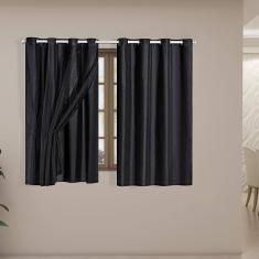 Cortina Blackout Pvc Com Tecido Voil 2,80 M X 1,80 M Preto