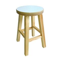 Banqueta Média Hardman Madeira Natural Assento Redondo Tampo Mdf - Har