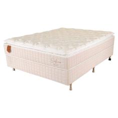 Cama Box Viúva (Box + Colchão) 128X188X67 Safira Prorelax Molas Ensacadas Pillow Top Viscoelástico - Areia