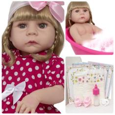 Boneca Reborn De Silicone Abigail Princesa Com Kit Itens - Cegonha Reb