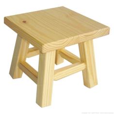 Banqueta Mini Hardman Madeira Natural Assento Quadrado