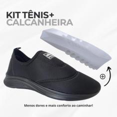 Kit 1 Par Tenis Ortopédico Calce Fácil Slip On Casual + Calcanheira Pa