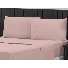 Jogo de Cama Casal Queen 400 Fios Percal 04 Peças Com Barra, Antiácaro