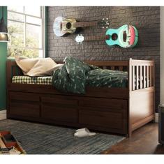 Bicama Solteiro Reta 3 Gavetas Móveis Saraiva Castanho