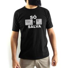 Camiseta Masculina Só Ctrl+S Salva Preta - Hipsters Camisetas, M, Pret