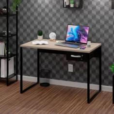 Mesa De Escritório Escrivaninha 1 Gaveta 100cm Industrial Carvalho - N