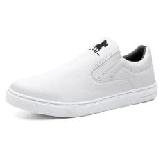 Tênis Slip On Casual Masculino Liso com Elástico e Sola Borracha Costurada-Masculino