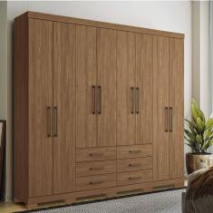 Guarda Roupa Casal com Pés 8 Portas 6 Gavetas Master Santos Andirá Jatoba