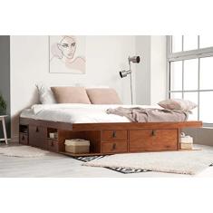 Cama King Size de Madeira com 6 Gavetas Bali Meu Móvel de Madeira - Caramelo