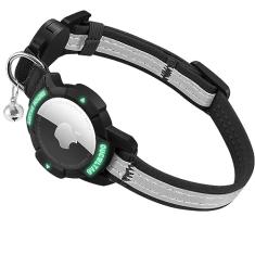 OUCWLTAG Coleira para gatos AirTag, coleira reflexiva GPS para gatos com suporte luminoso para Apple Air, coleiras rastreadoras de gatos com faixa elástica de segurança para gatos, gatinhos e filhotes