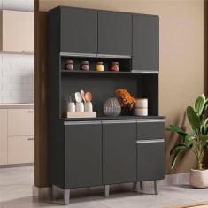 Armário De Cozinha Udine 6 Portas Cinza