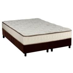 Cama Box Queen: Colchão Molas Luckspuma Bonnel Montreal Spring + Base CRC Suede Marrom(158x198)