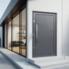 Porta Pivotante Lambril com Puxador Lado Direito Elite 216x100 Cinza
