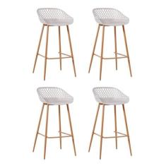 Kit 4 Banquetas Alta Polipropileno e Aço Mônaco Espresso Móveis