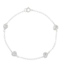 Pulseira Feminina Pedra Zirconia Coração Prata 925 - Mga-Br
