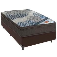 Cama Box Marrom e Colchão ISO  Molas Ensacadas Solteiro Ortobom