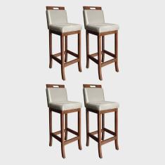 Kit 4 Banquetas Baixas em Madeira Maciça Florença