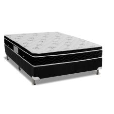 Cama Box Casal: Colchão Molas Ortobom Nanolastic Physical Spring + Base Crc Suede Black(138X188)