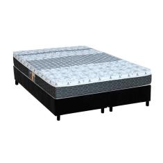 Cama Box Queen: Colchão Molas Bonnel Castor Class New + Base Crc Suede Black(158X198)