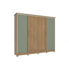 Guarda Roupa Casal 4 Portas de Correr e 4 Gavetas c/ Pés CB03N565 Flex Nogueira/Macadamia ou Verde - Kappesberg